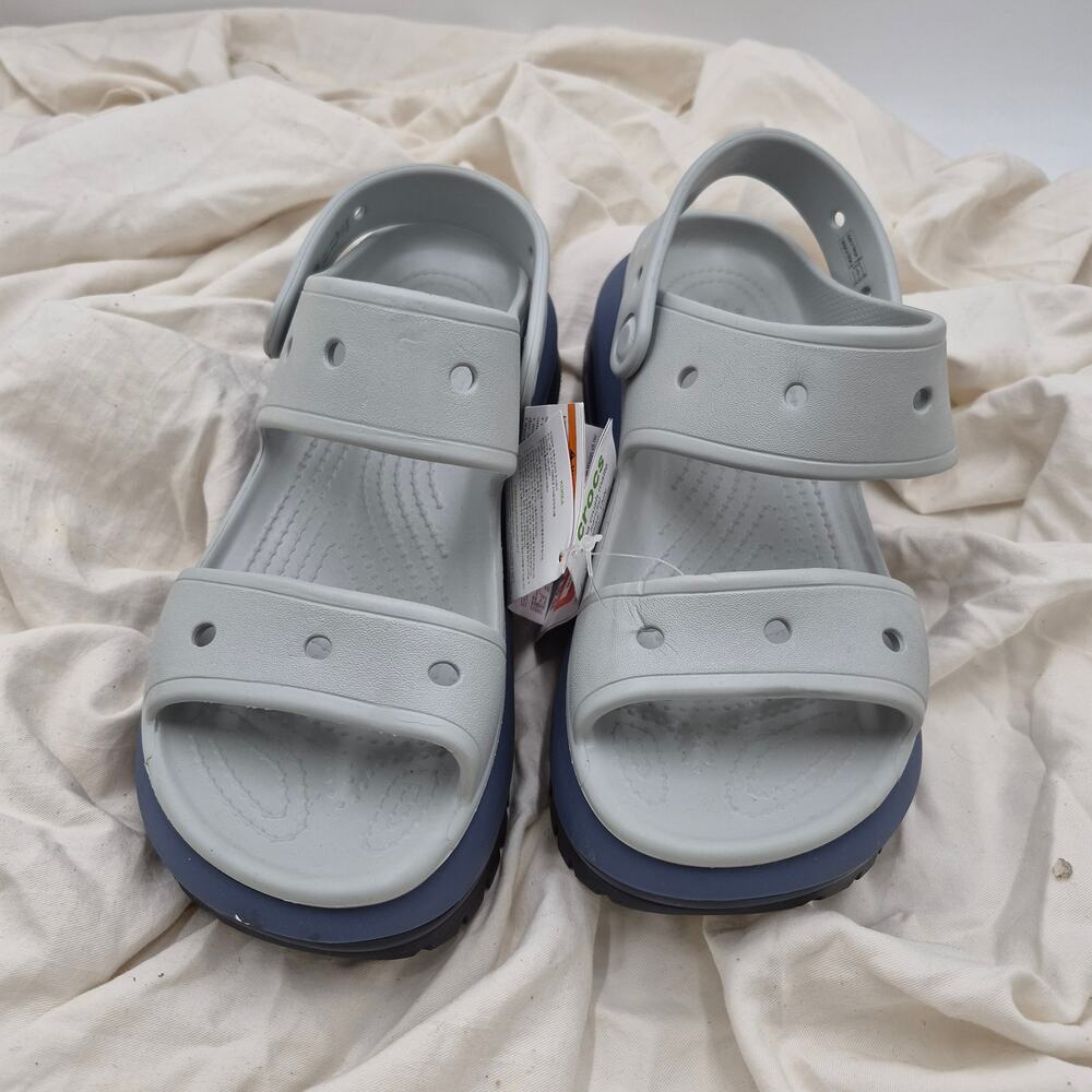 NEW Crocs Classic Mega Crush Matte Platform Sandals navy gray women size 8